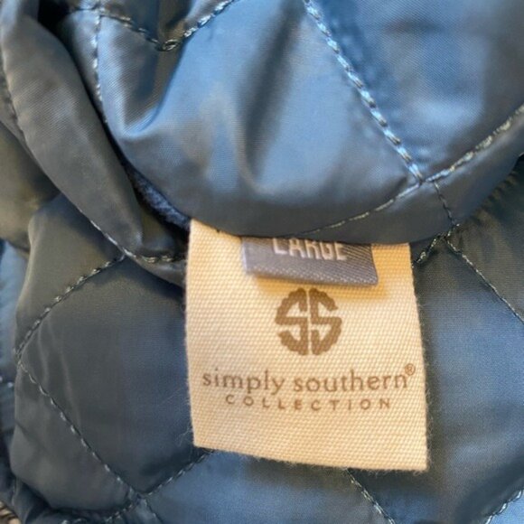 Simply Southern Reversible Quilted Vest With Sherpa Lining Blue & Gray Size L - Picture 6 of 7
